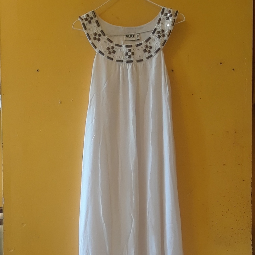 100% Silk Alice by Temperly Dress White